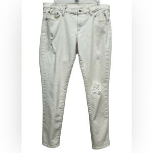 Gap Girlfriend Denim Cropped Jeans Women's Size 31/ 12 R Distressed Cream